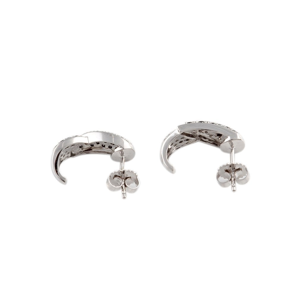 9ct White Gold Black and White Diamond Stud Earrings  0.95CT