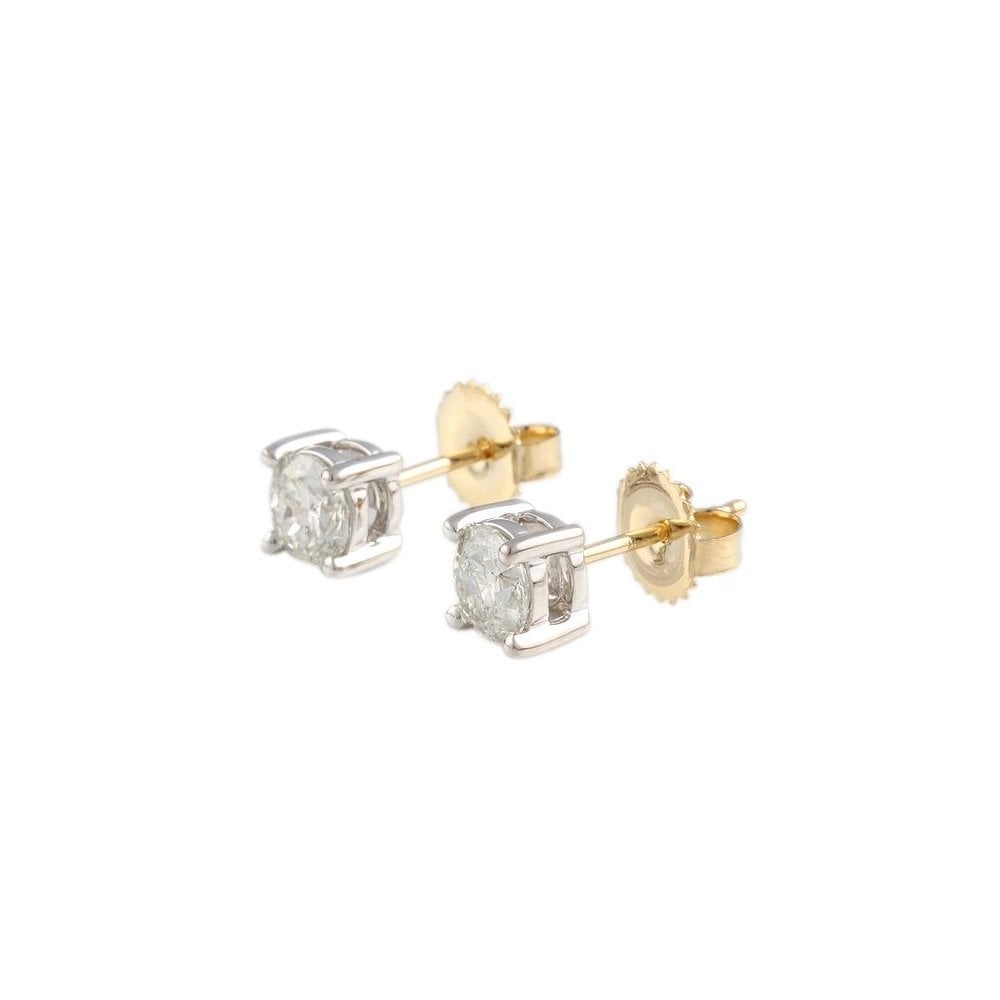 18ct Yellow and White Gold Diamond Stud Earrings 0.70ct
