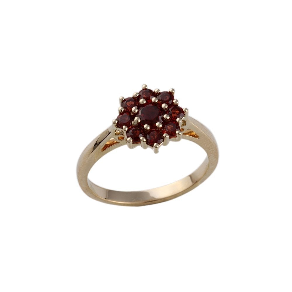 9ct Yellow Gold Garnet Cluster Ring 1.01ct