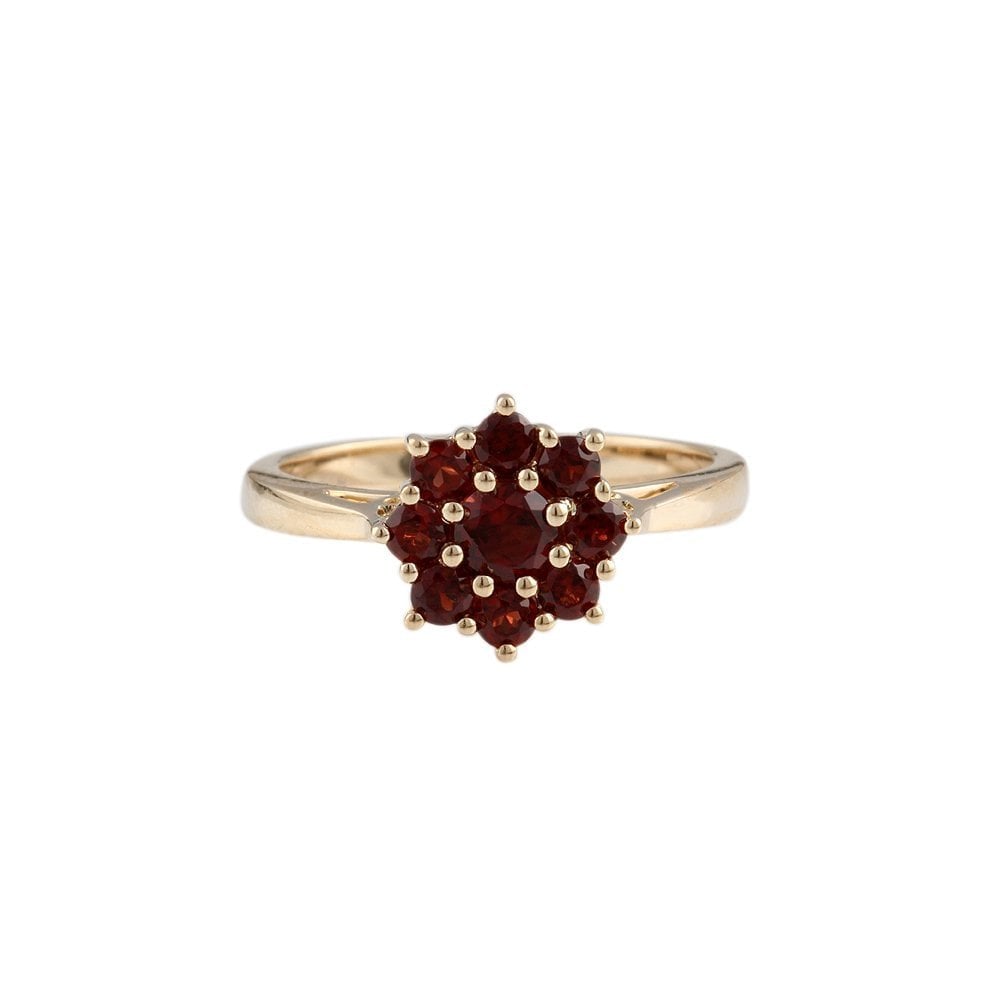 9ct Yellow Gold Garnet Cluster Ring 1.01ct