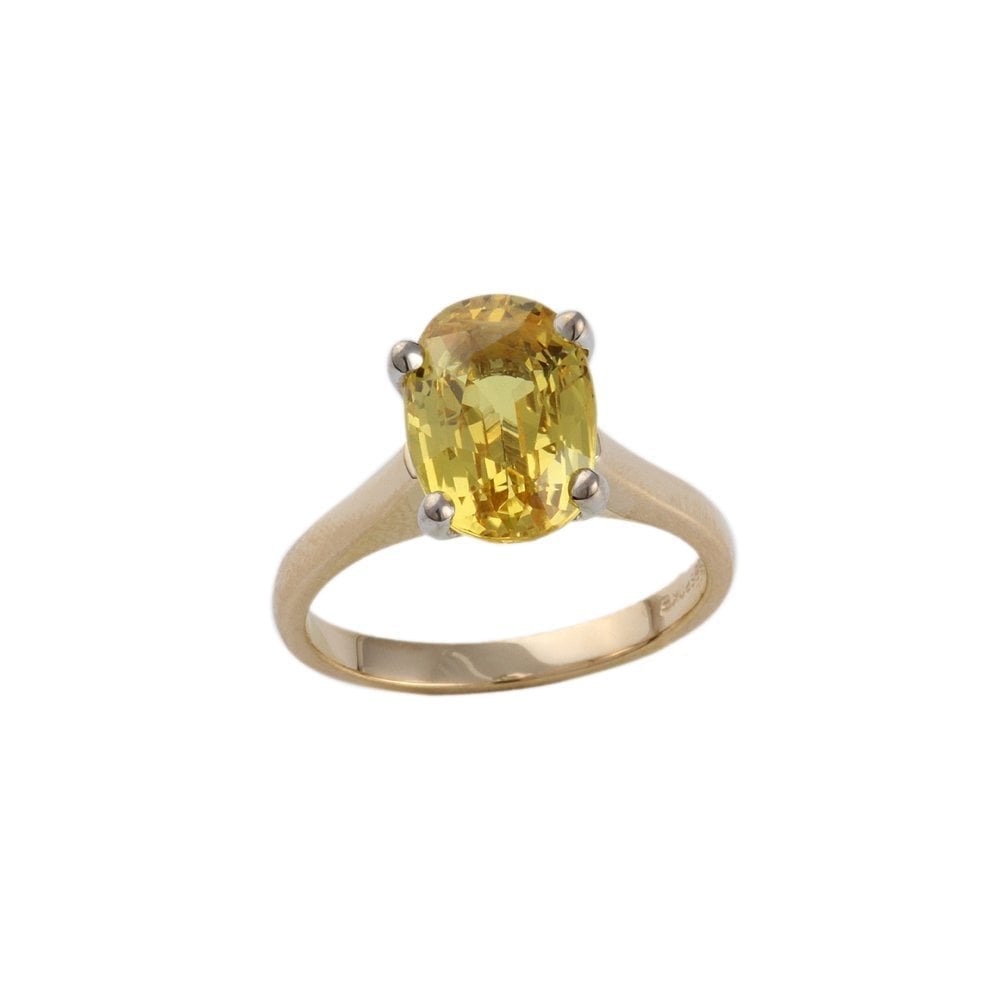 9ct Yellow and White Gold Yellow Sapphire Ring 4.10ct