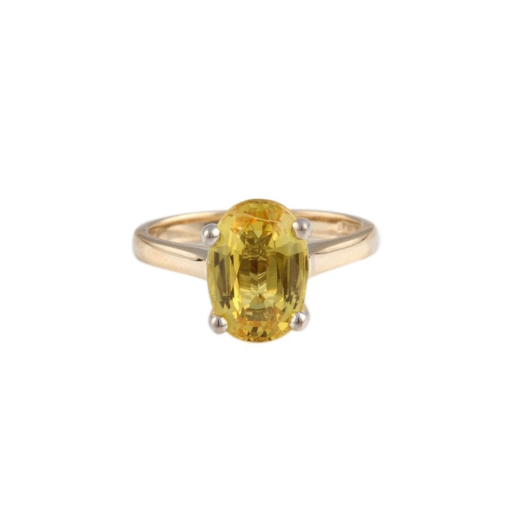 9ct Yellow and White Gold Yellow Sapphire Ring 4.10ct