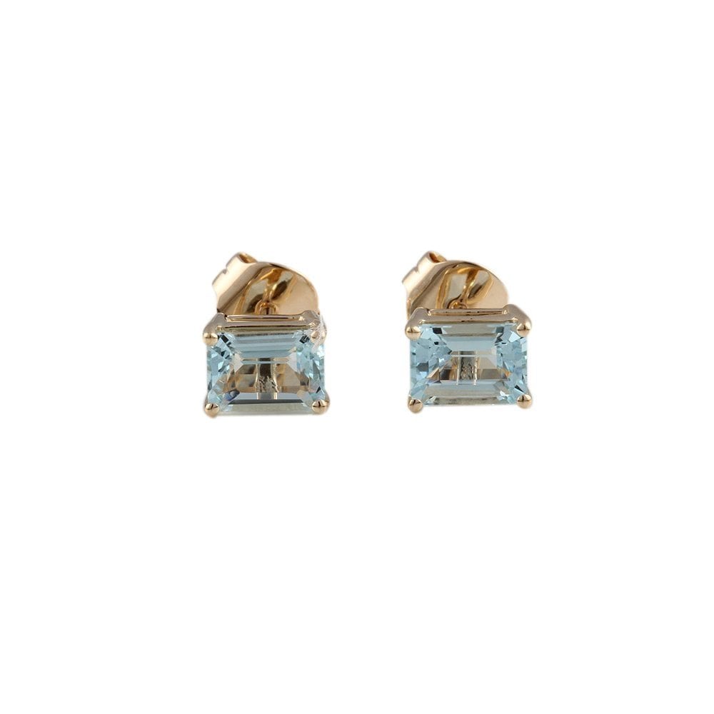 9ct Yellow Gold Aquamarine Stud Earrings 1.95ct