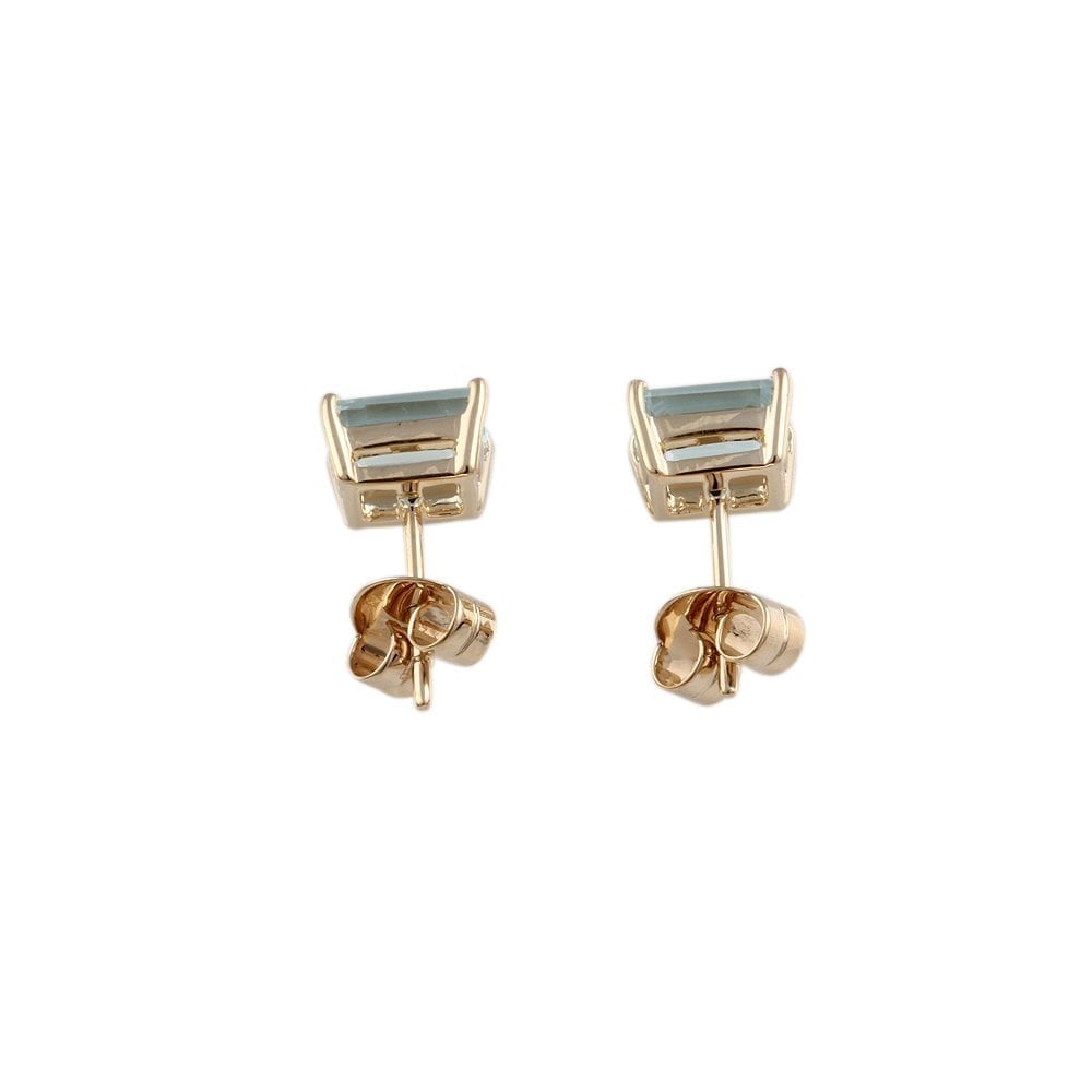 9ct Yellow Gold Aquamarine Stud Earrings 1.95ct