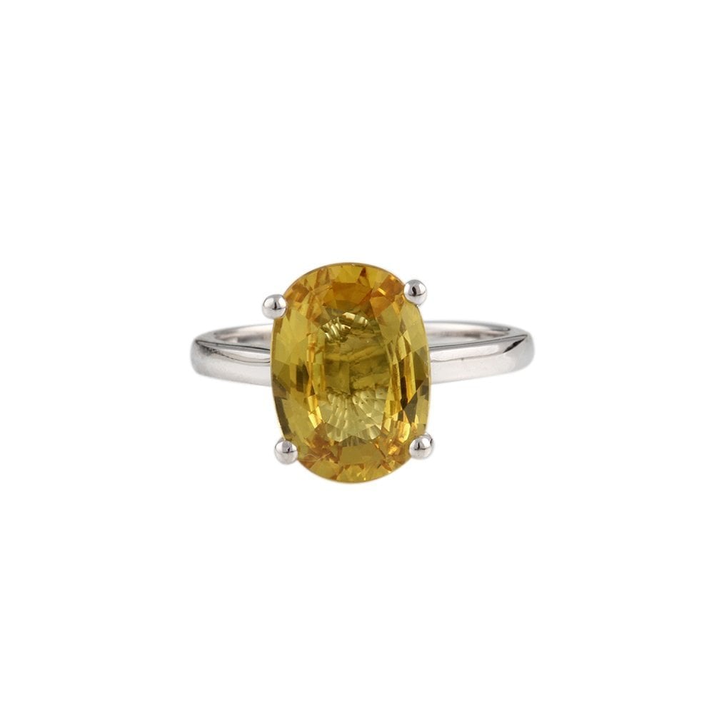 9ct White Gold Yellow Sapphire Ring 4.16ct