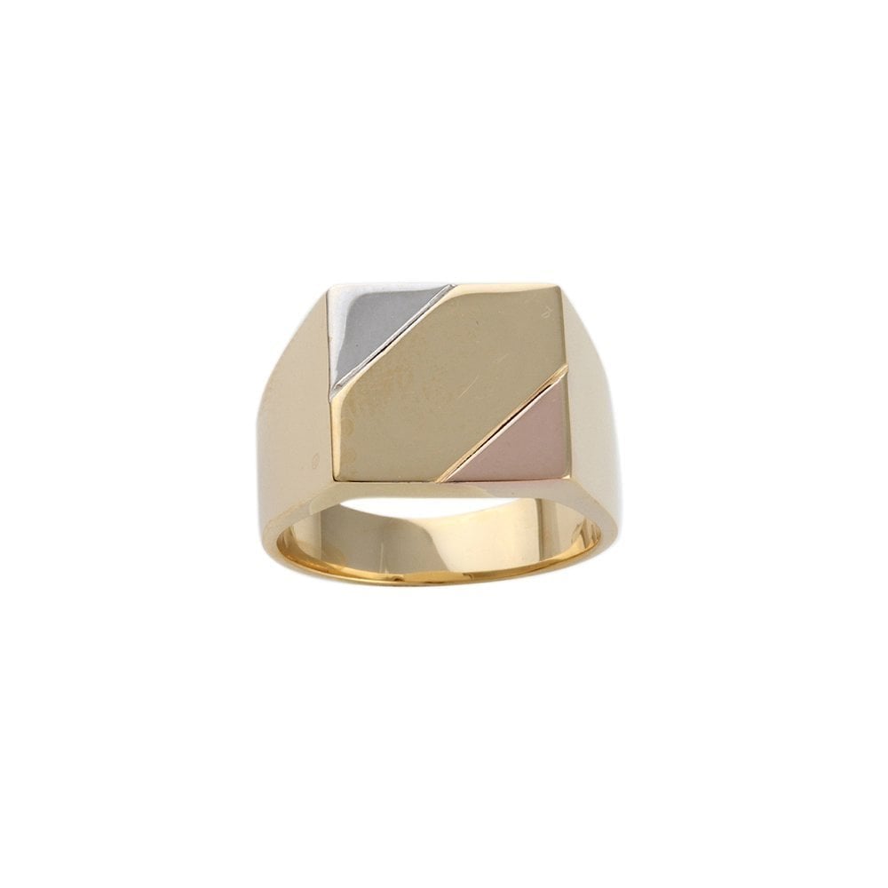 9ct Yellow White and Rose Gold Square Signet Ring