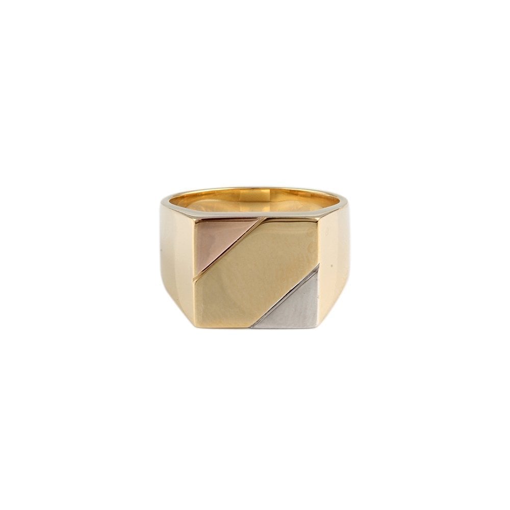 9ct Yellow White and Rose Gold Square Signet Ring