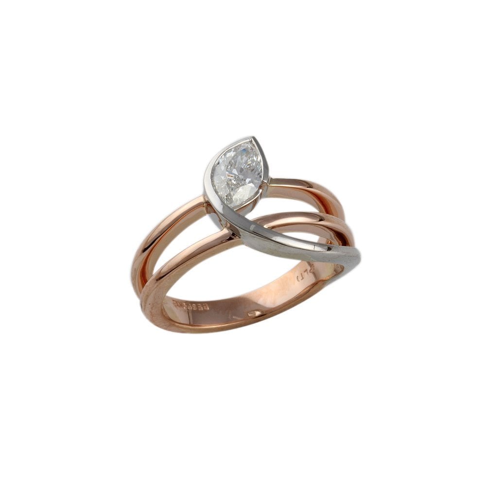 9ct Rose and White Gold Diamond Solitaire Ring
