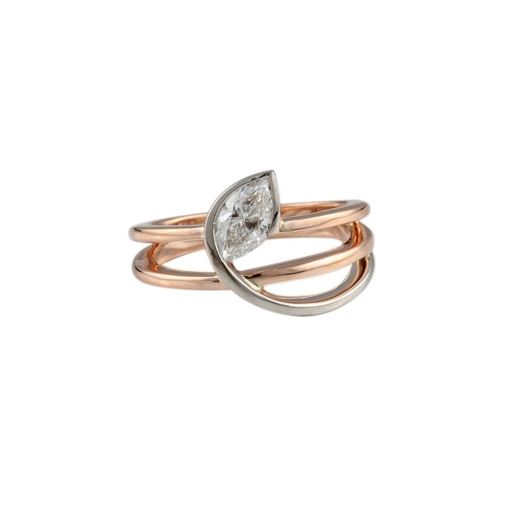 9ct Rose and White Gold Diamond Solitaire Ring