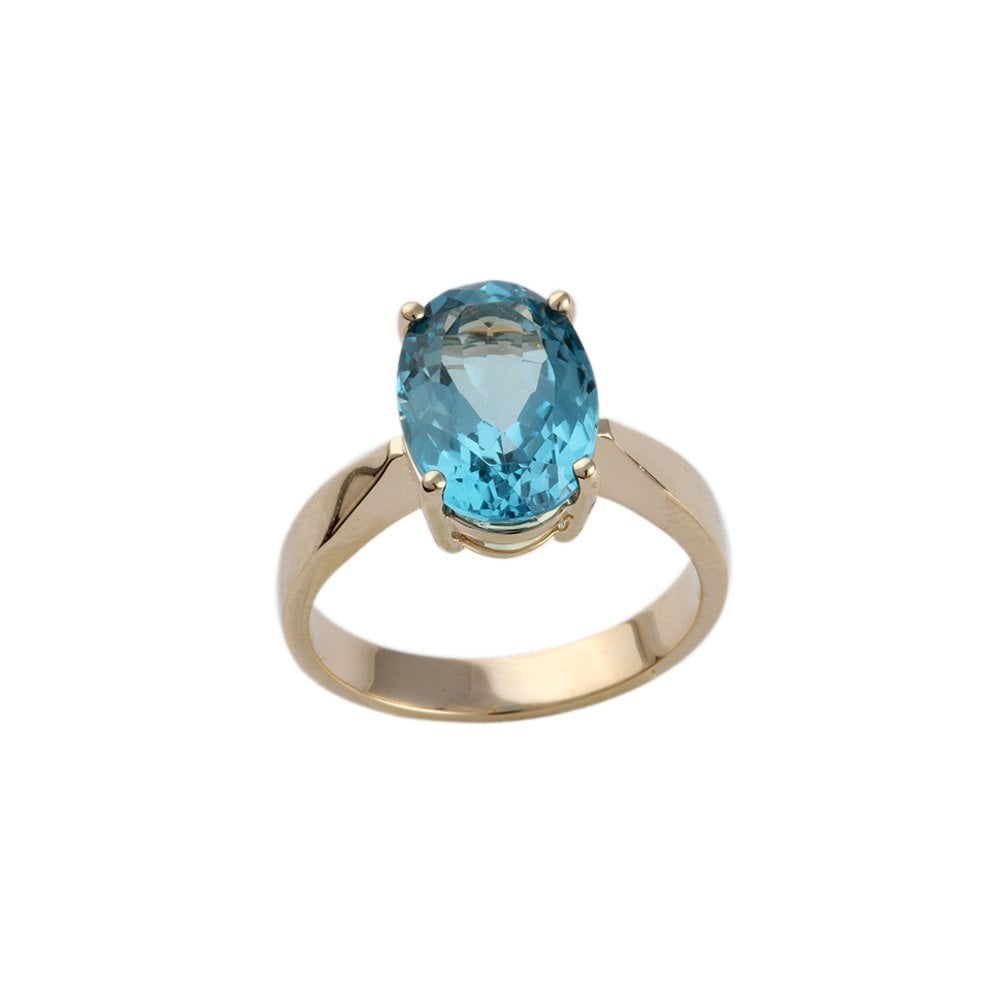9ct Yelow Gold Blue Topaz Single Stone Ring