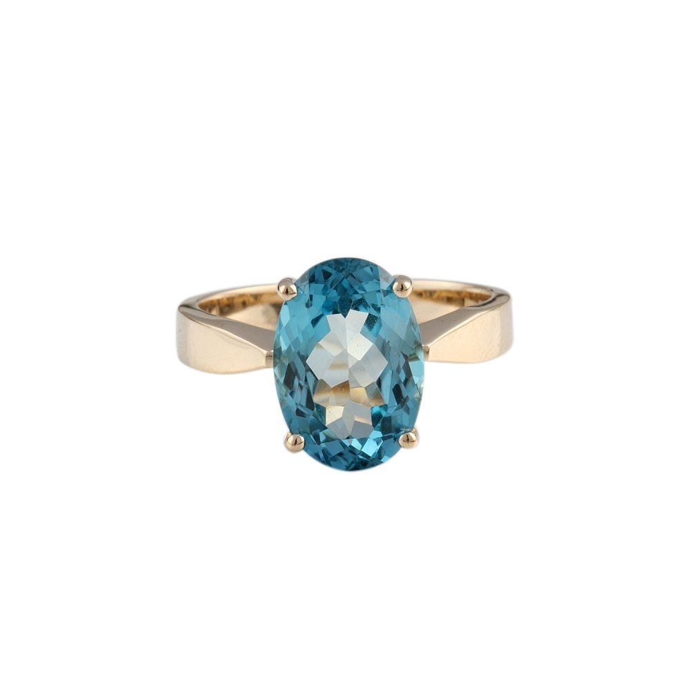 9ct Yelow Gold Blue Topaz Single Stone Ring