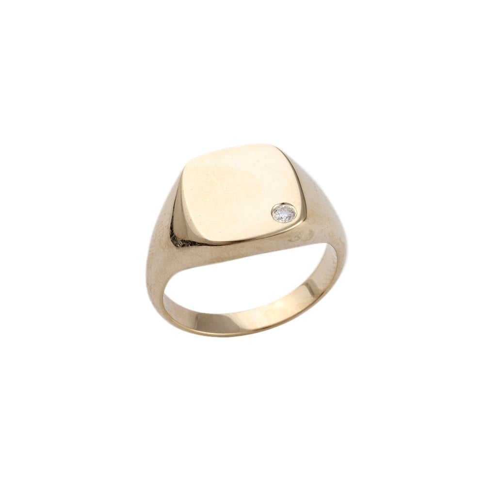 9ct Yellow Gold Diamond Signet Ring