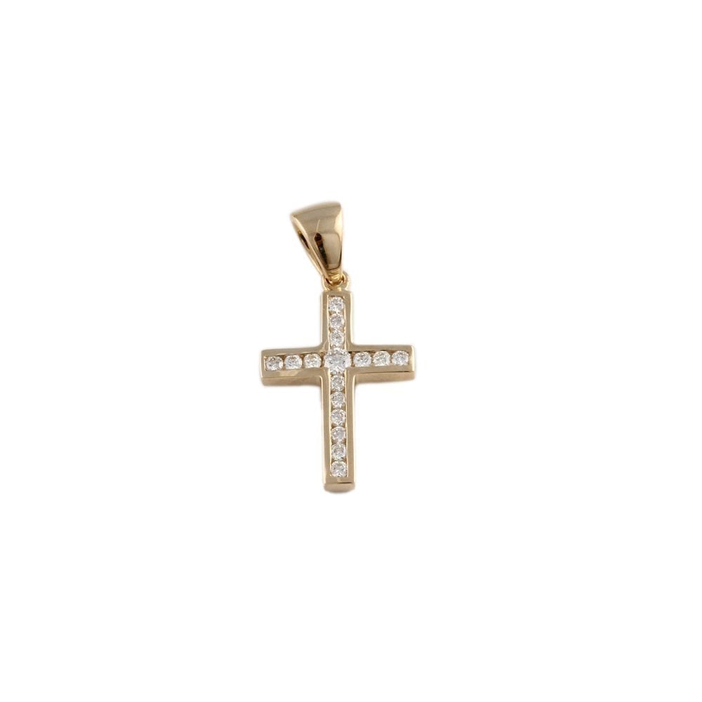 9ct Yellow Gold Diamond Cross Pendant 0.15ct
