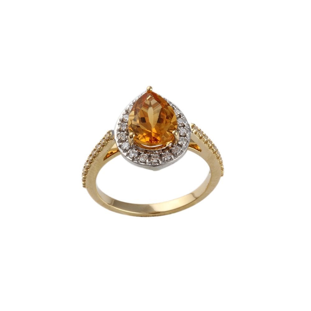 9ct Yellow and White Gold Citrine and Diamond Ring
