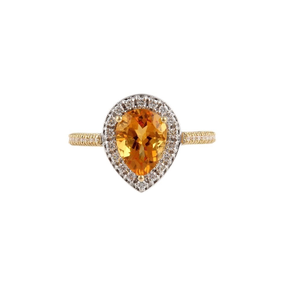 9ct Yellow and White Gold Citrine and Diamond Ring