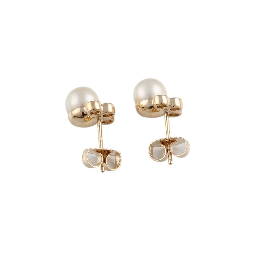 9ct Yellow Gold Diamond and Pearl Earrings