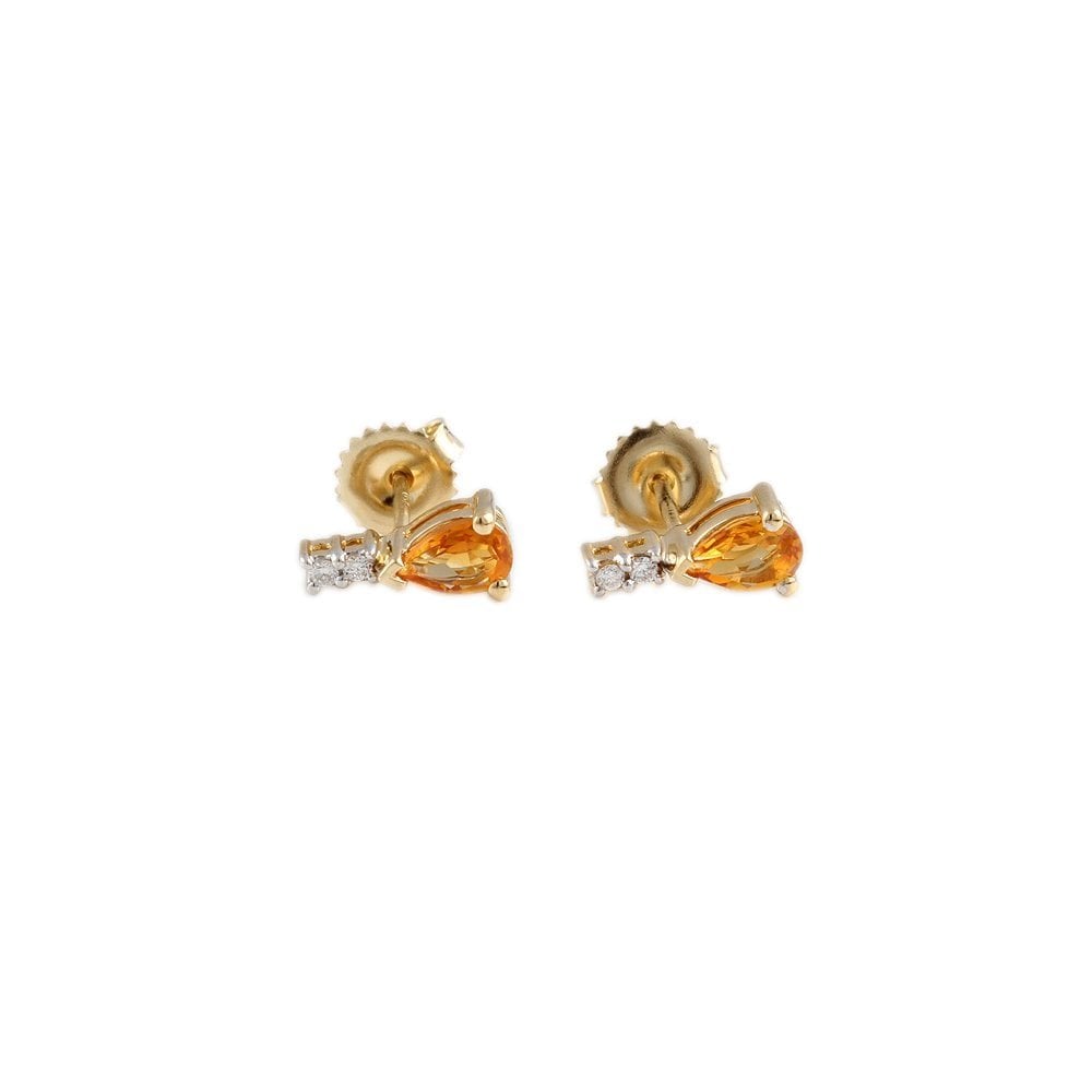 9ct Yellow Gold Citrine and Diamond Earrings