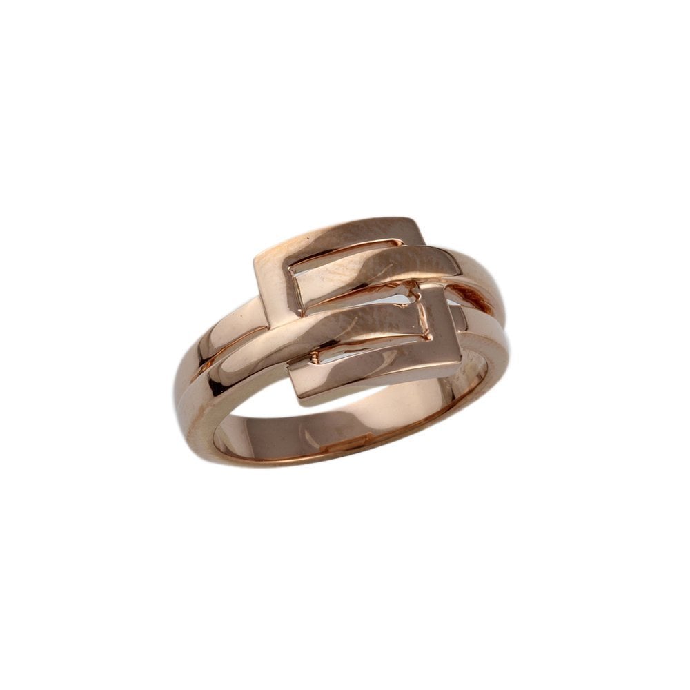 9ct Rose Gold Plain Crossover Ring