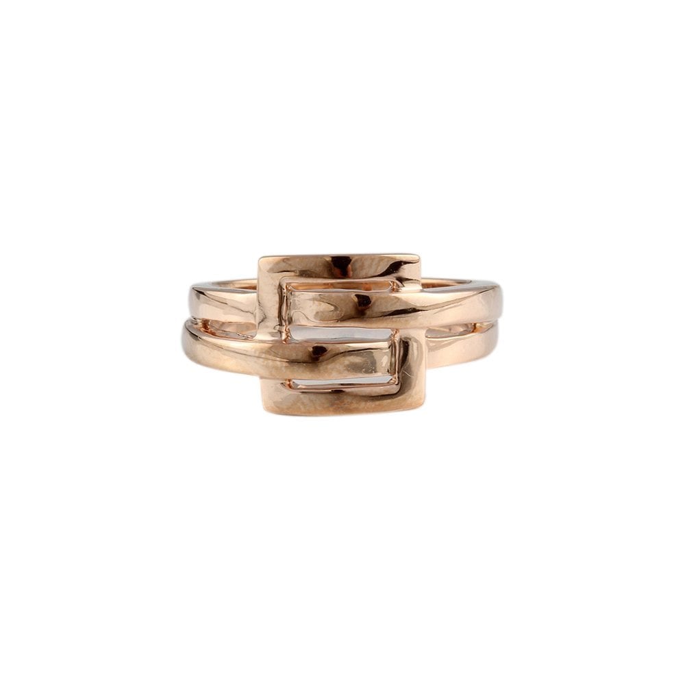 9ct Rose Gold Plain Crossover Ring