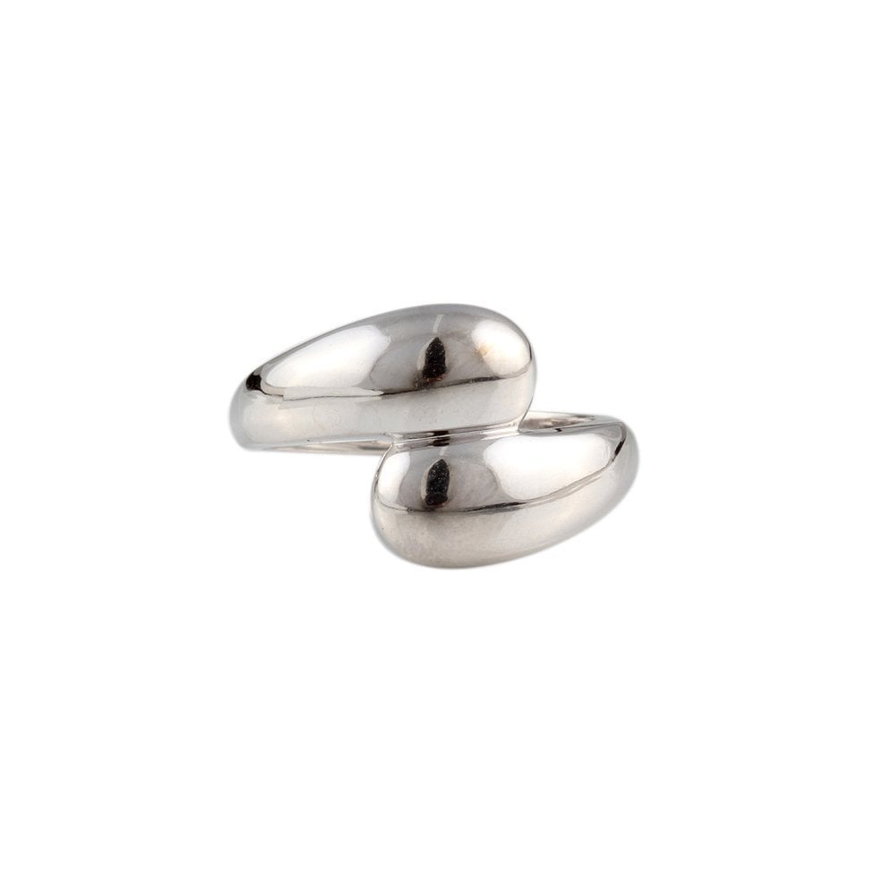 9ct White Gold Plain Crossover Ring