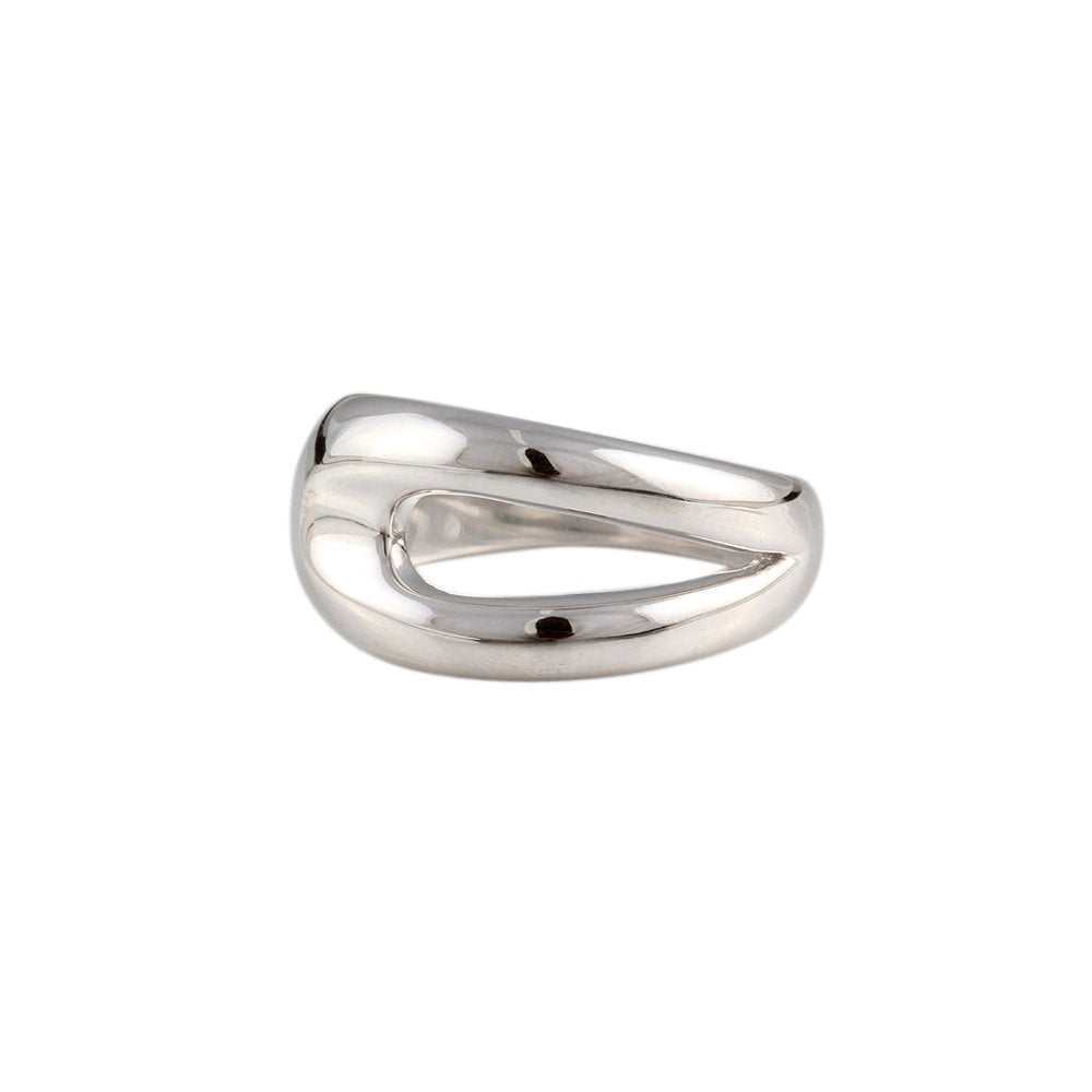 9ct White Gold Ribbed Dome Ring