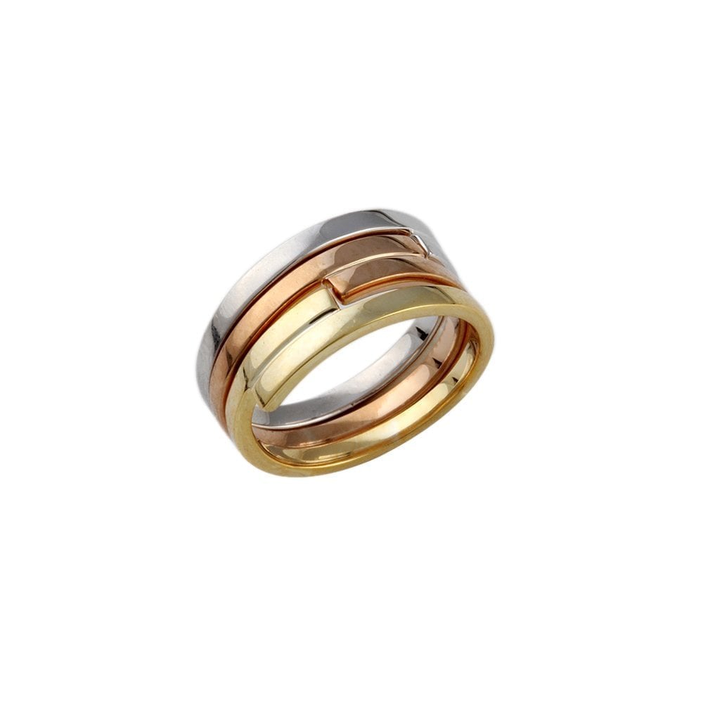 9ct Yellow, White and Rose Gold Wedding Band
