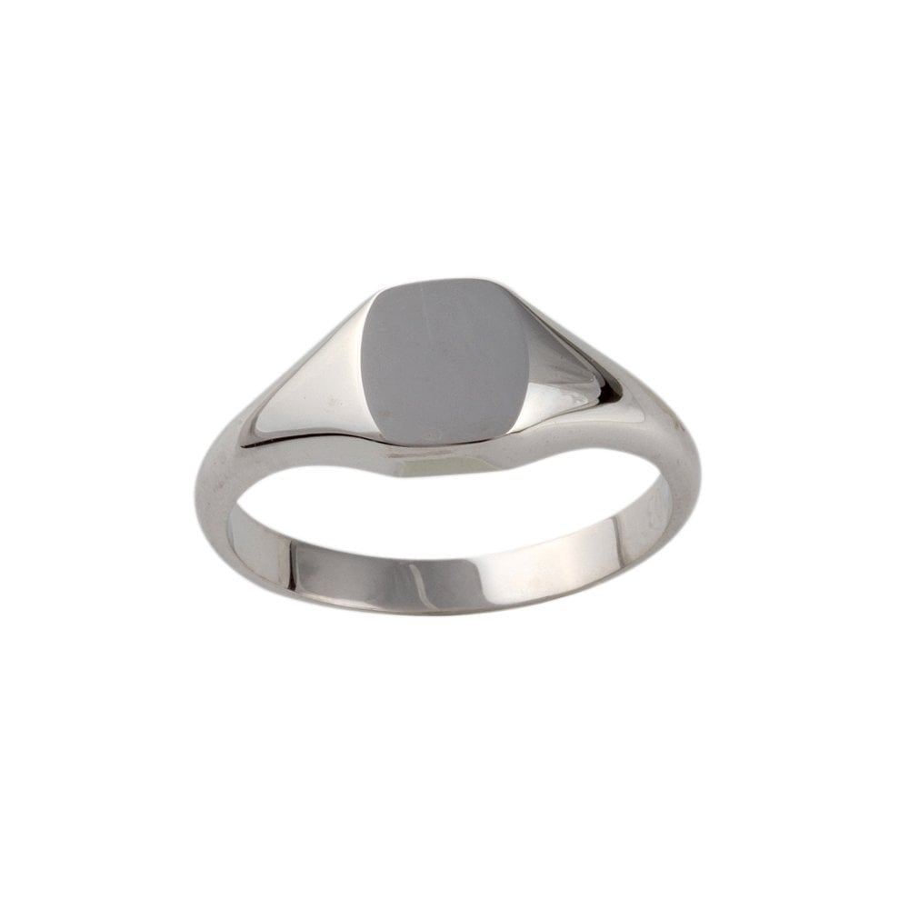 White Gold Cushion Shape Signet Ring