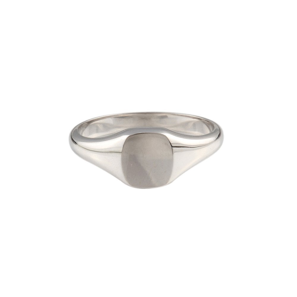 White Gold Cushion Shape Signet Ring