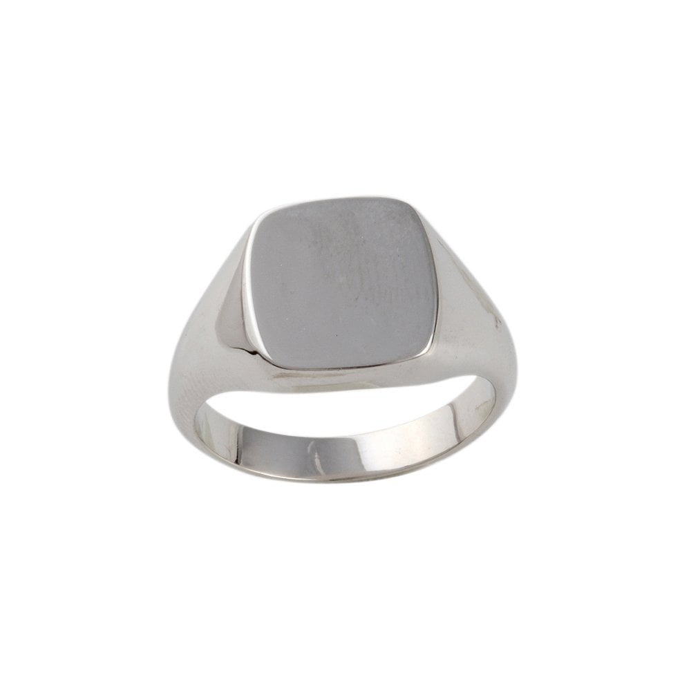 White Gold Cushion Shape Signet Ring