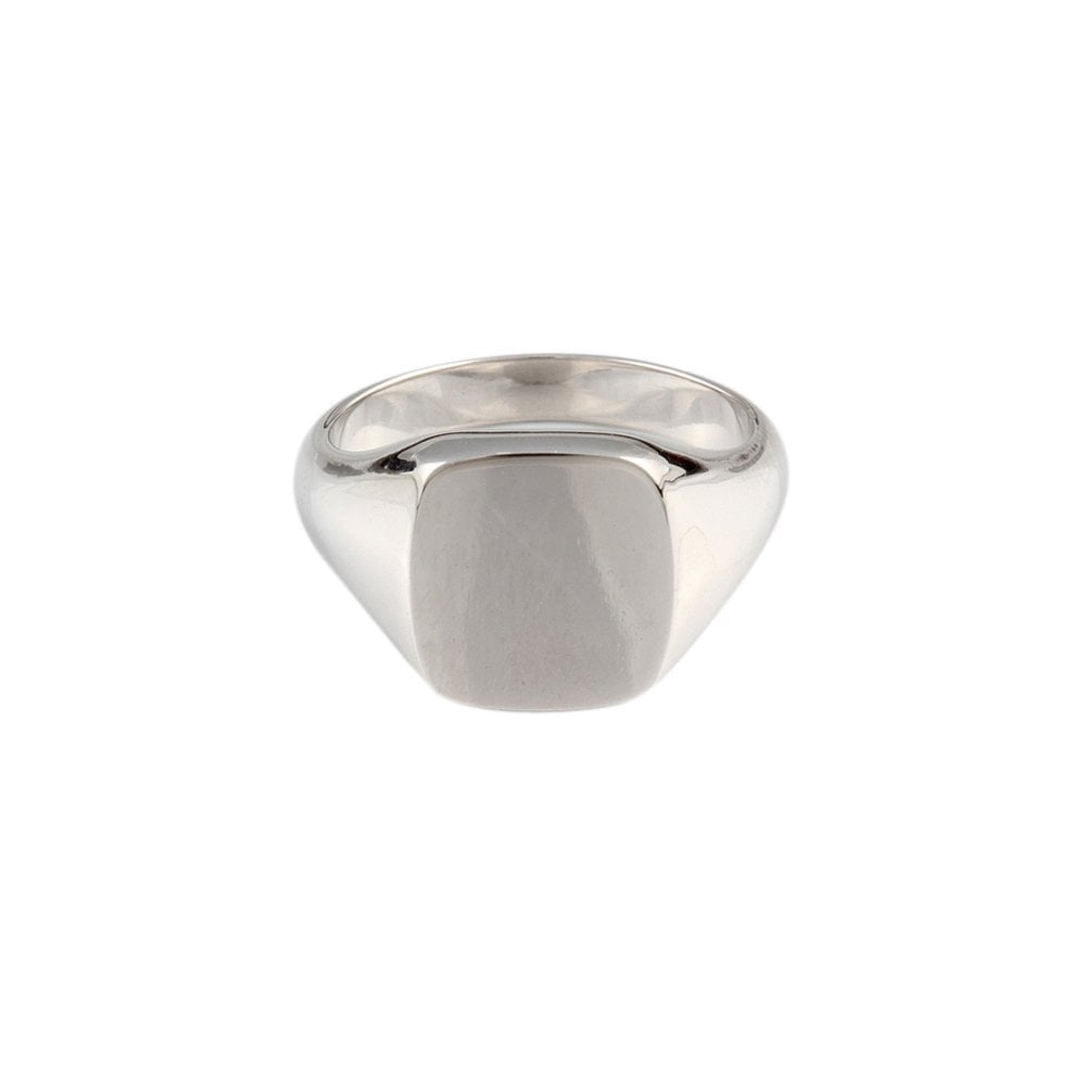 White Gold Cushion Shape Signet Ring