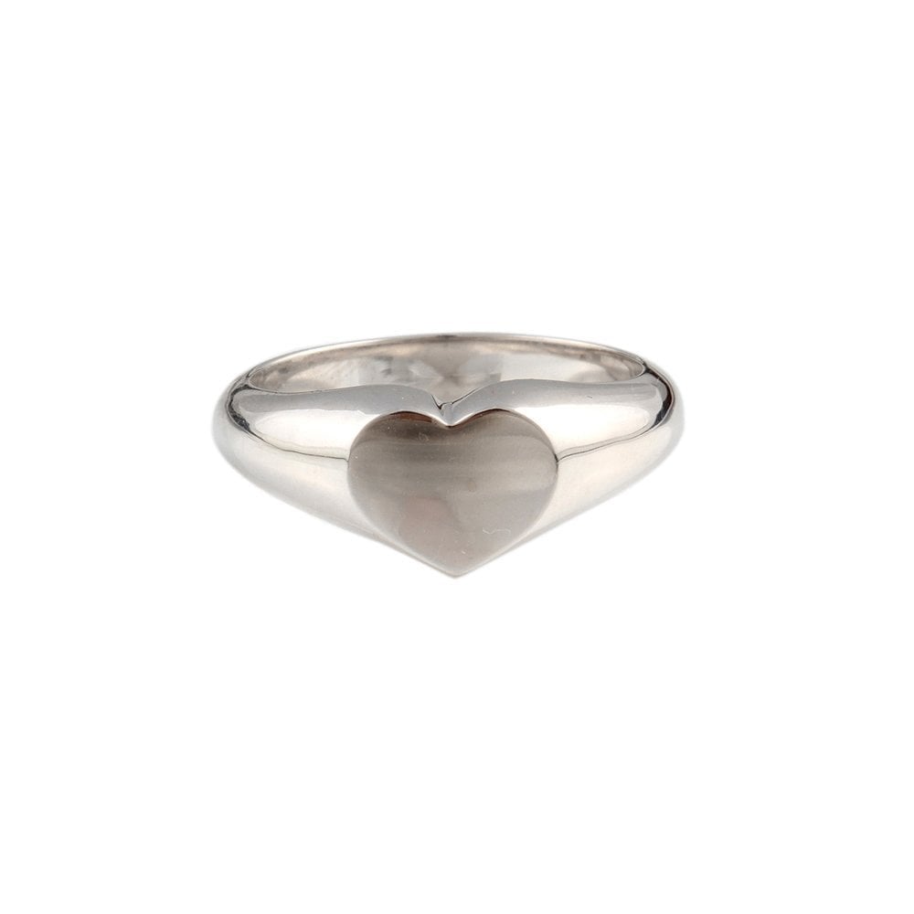 18ct White Gold Heart Shape Signet Ring