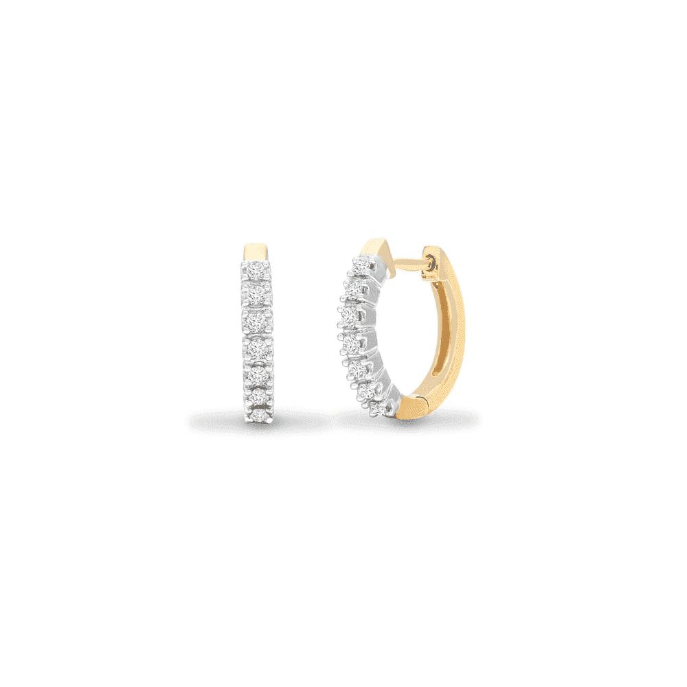 9ct yellow gold diamond set huggie style  earrings 0.40ct total