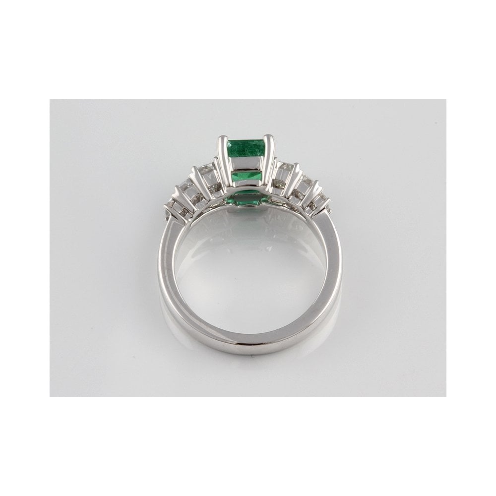 9ct White Gold Emerald 1.22ct and 0.87ct Diamond Ring