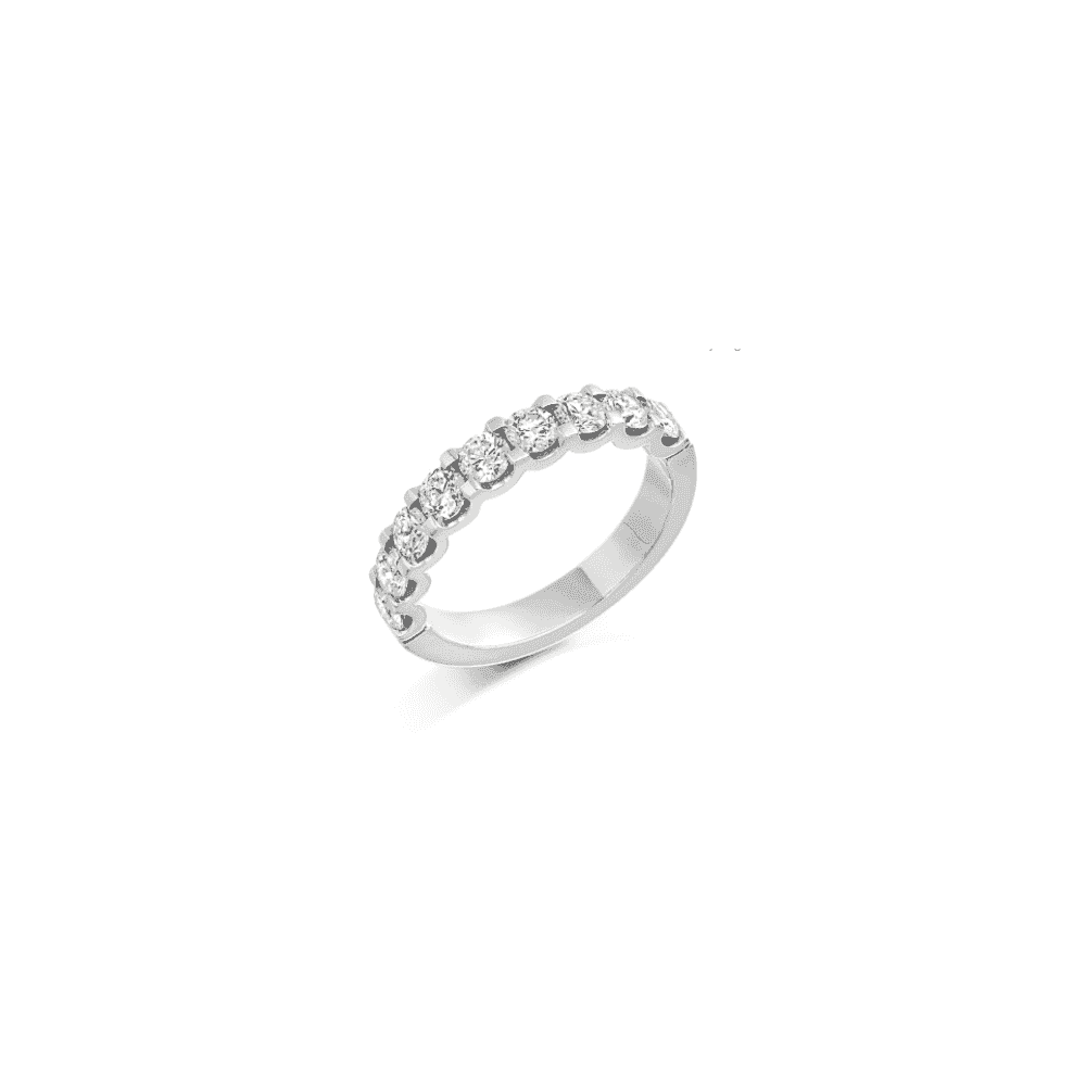 Platinum round cut diamond half eternity ring 1.18cts