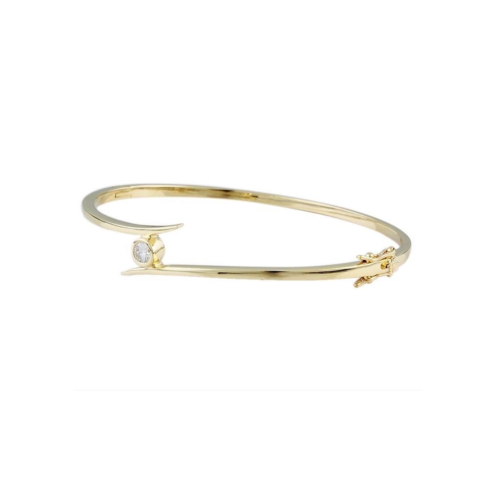 9ct Yellow Gold Hinged Diamond Bangle 0.25