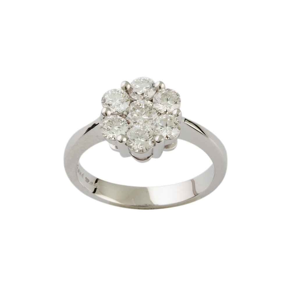 9ct White Gold Diamond Cluster ring 1.21ct