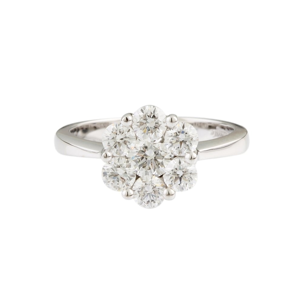 9ct White Gold Diamond Cluster ring 1.21ct