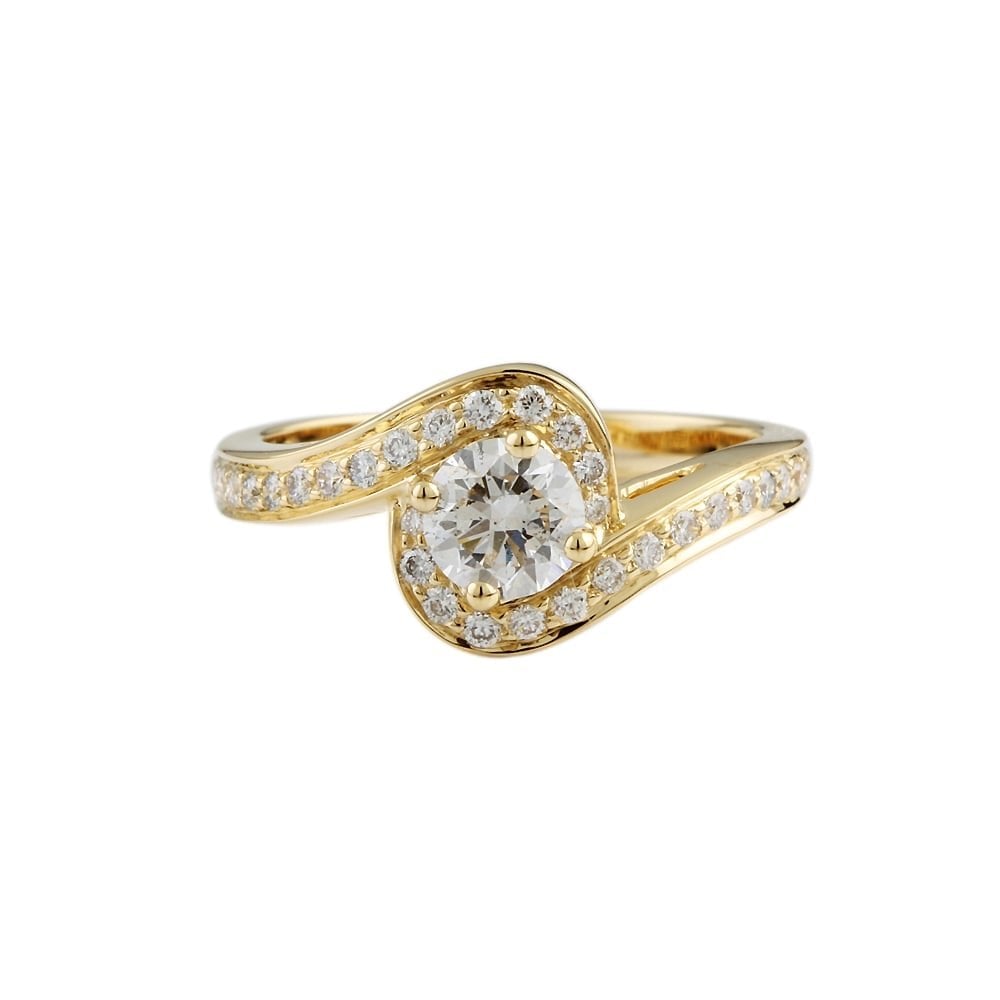 9ct Yellow Gold 0.50ct Solitaire Ring with Diamond Set Shoulders