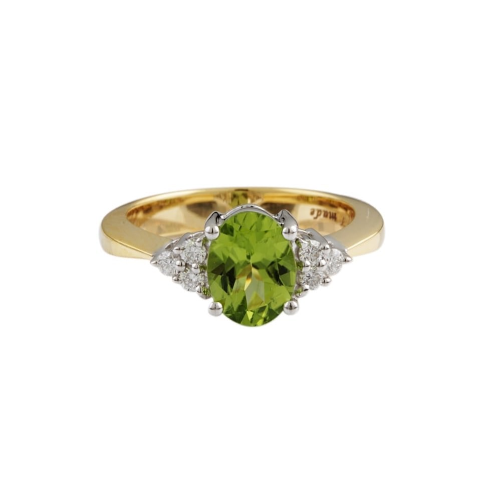 9ct yellow gold peridot and diamond ring