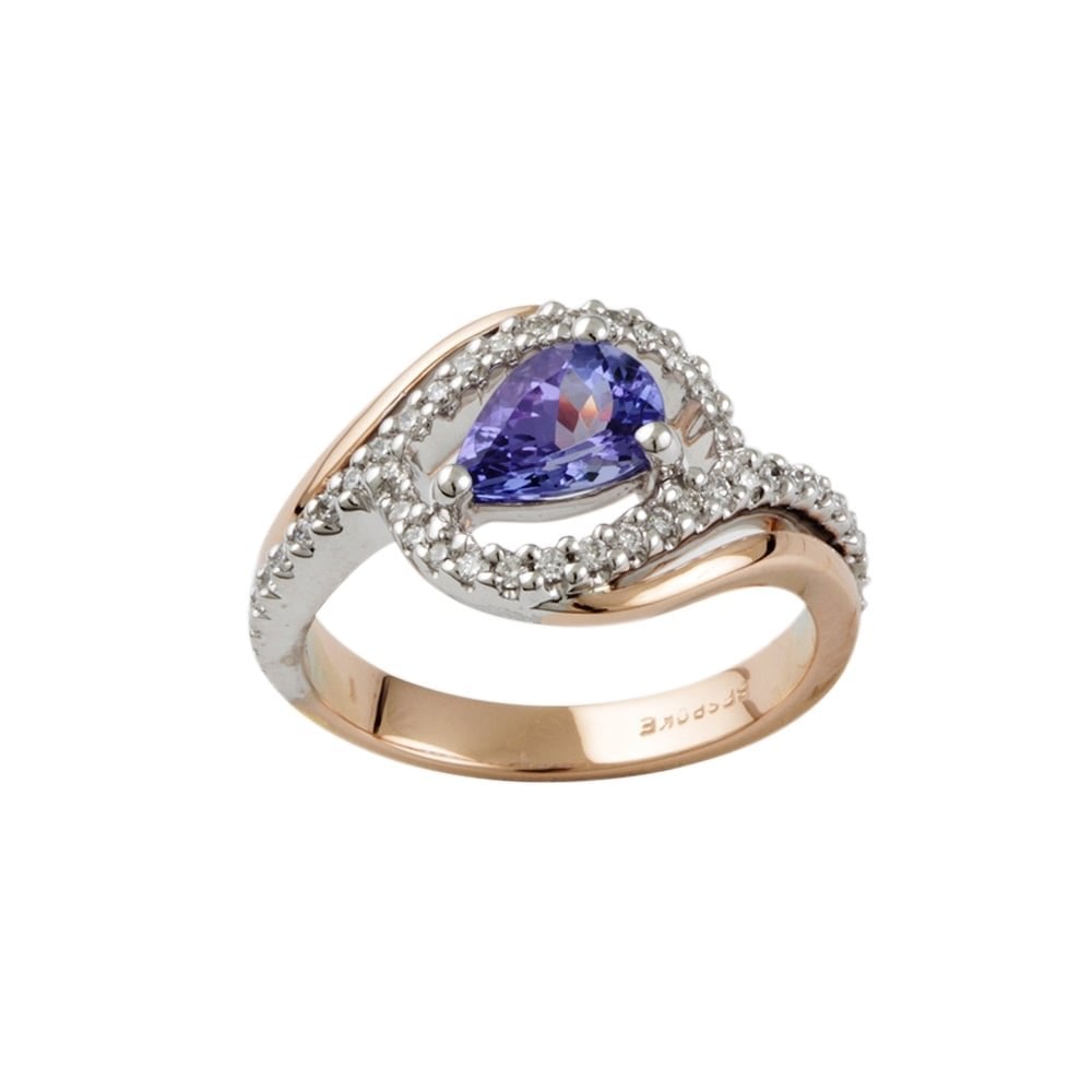 9ct Yellow and White Gold 0.74ct Tanzanite and 0.19ct Diamond Ring