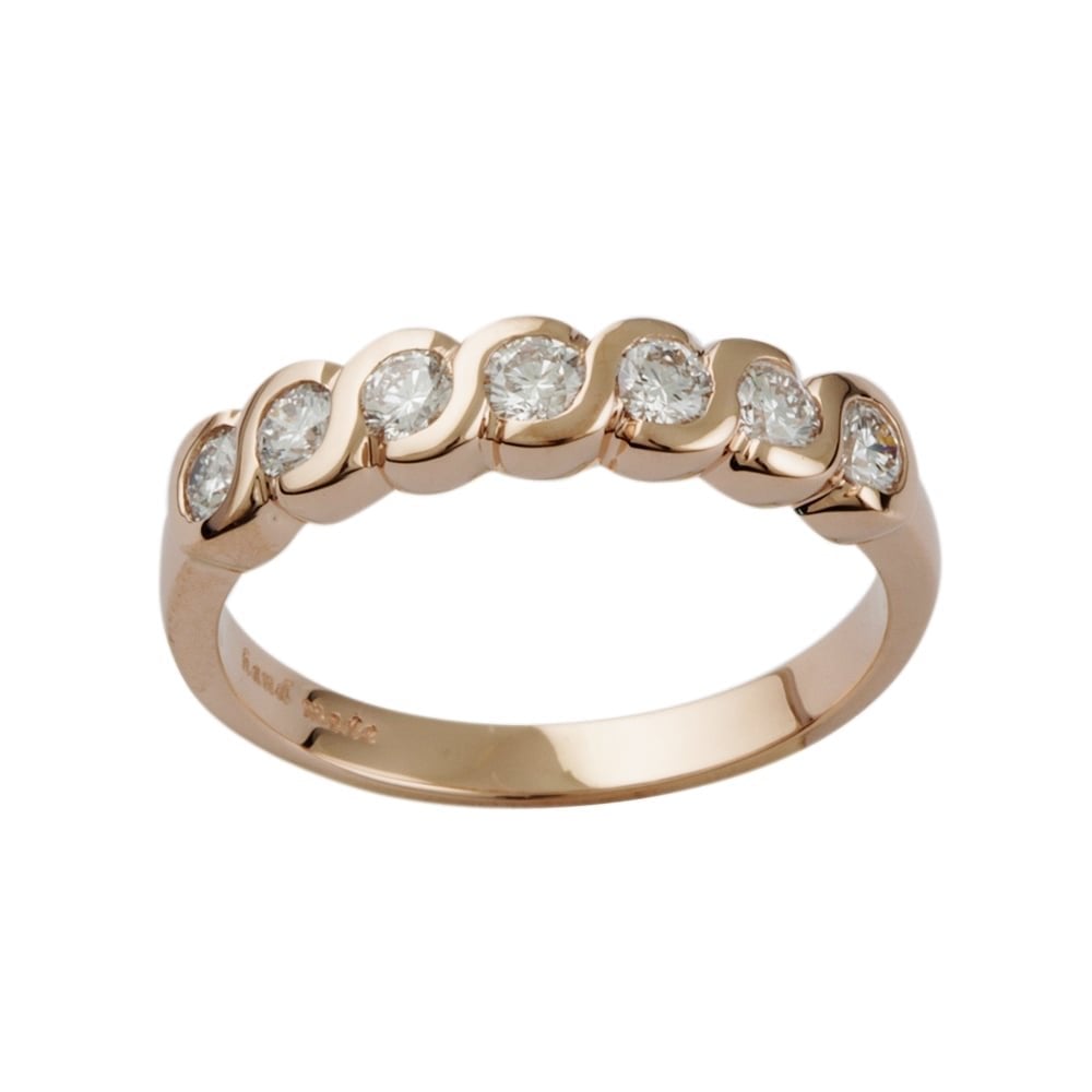 9ct yellow gold seven stone diamond ring