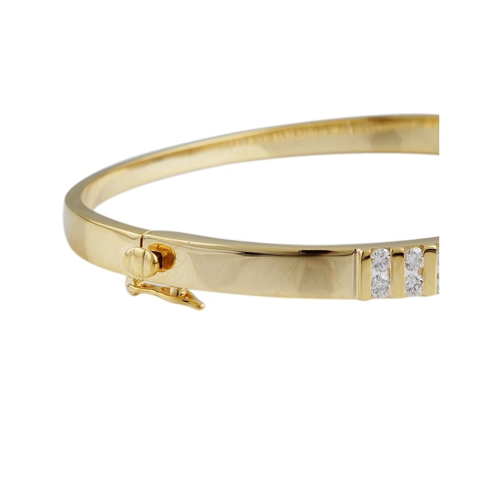 9ct Yellow Gold Hinged Diamond Bangle 1.91ct
