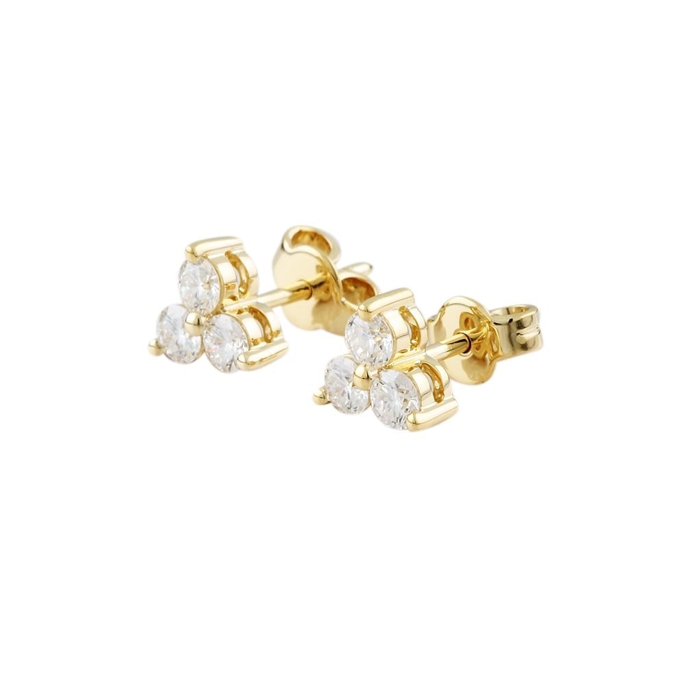 9ct yellow gold diamond earrings 0.72ct