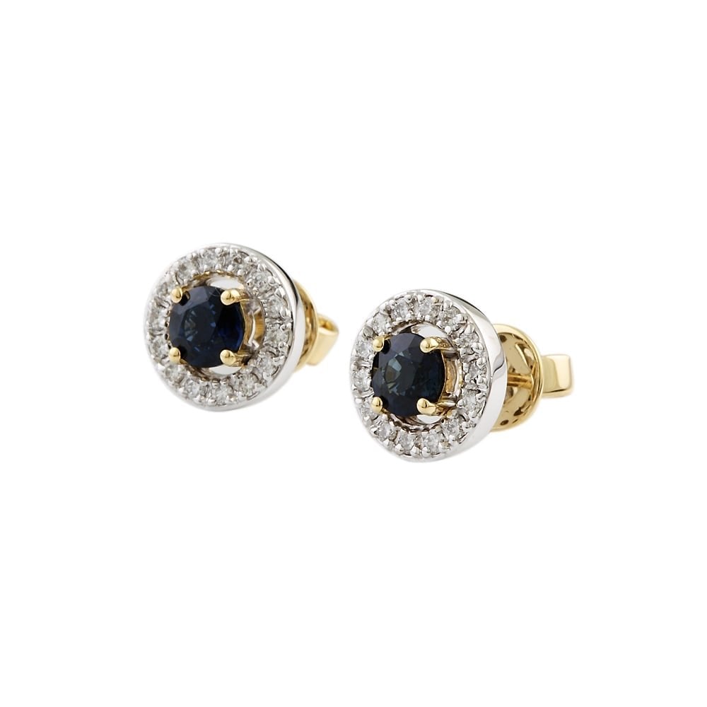 Sapphire and diamond cluster earrings.