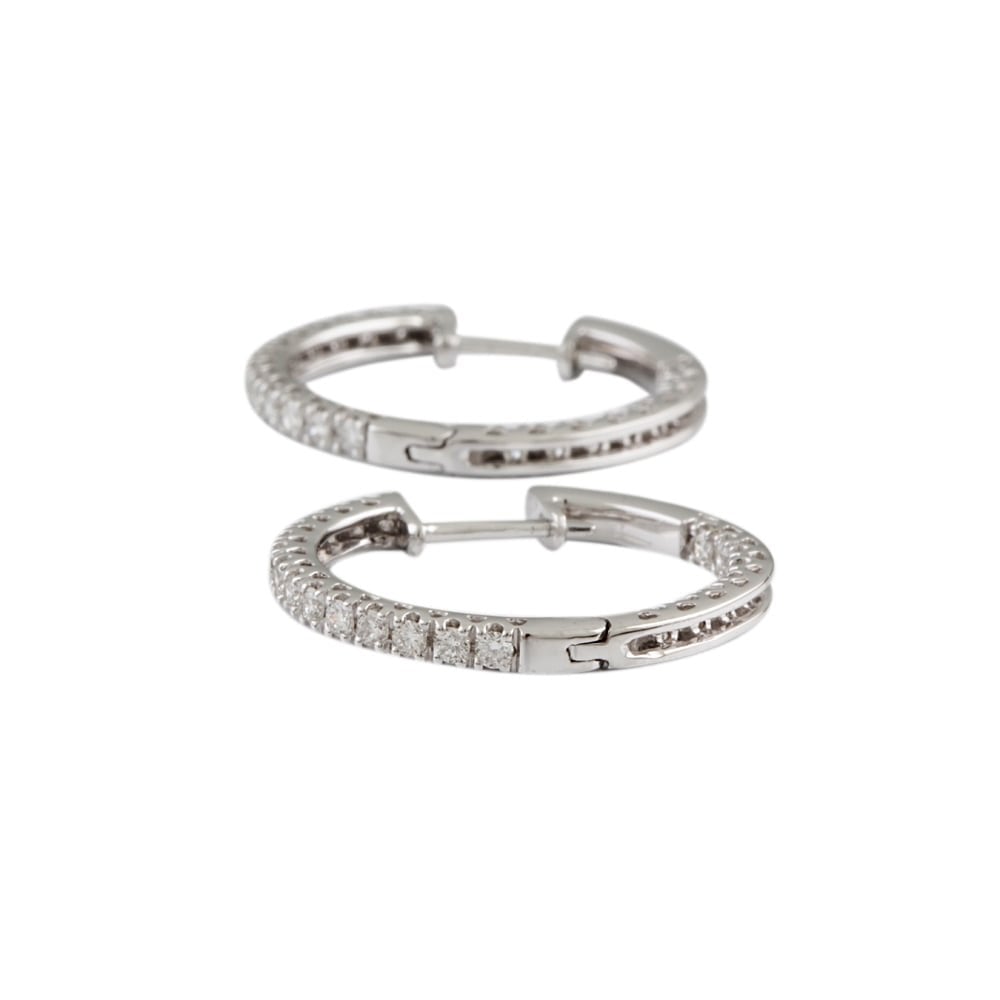 9ct White Gold Diamond Set Hoop 0.98ct