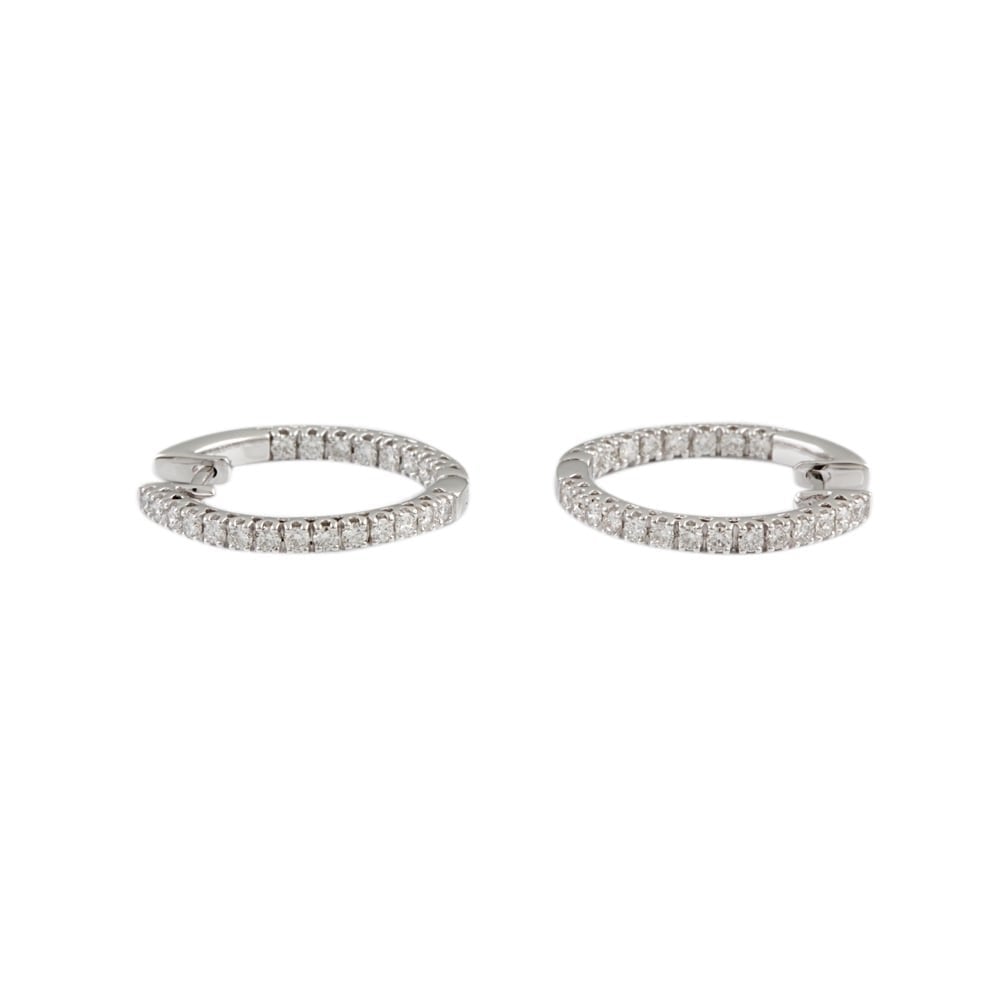 9ct White Gold Diamond Set Hoop 0.98ct