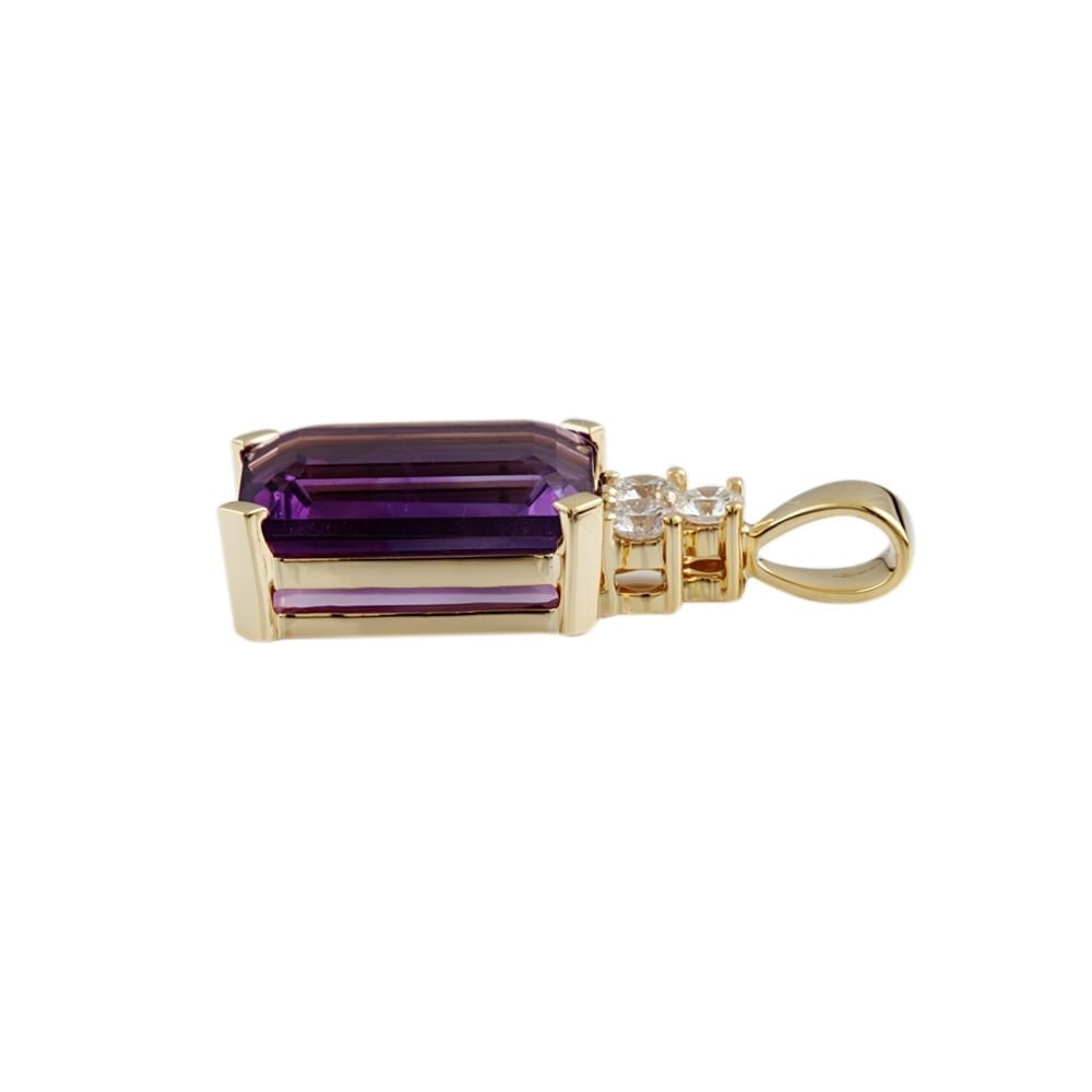 9ct yellow gold amethyst and diamond pendant
