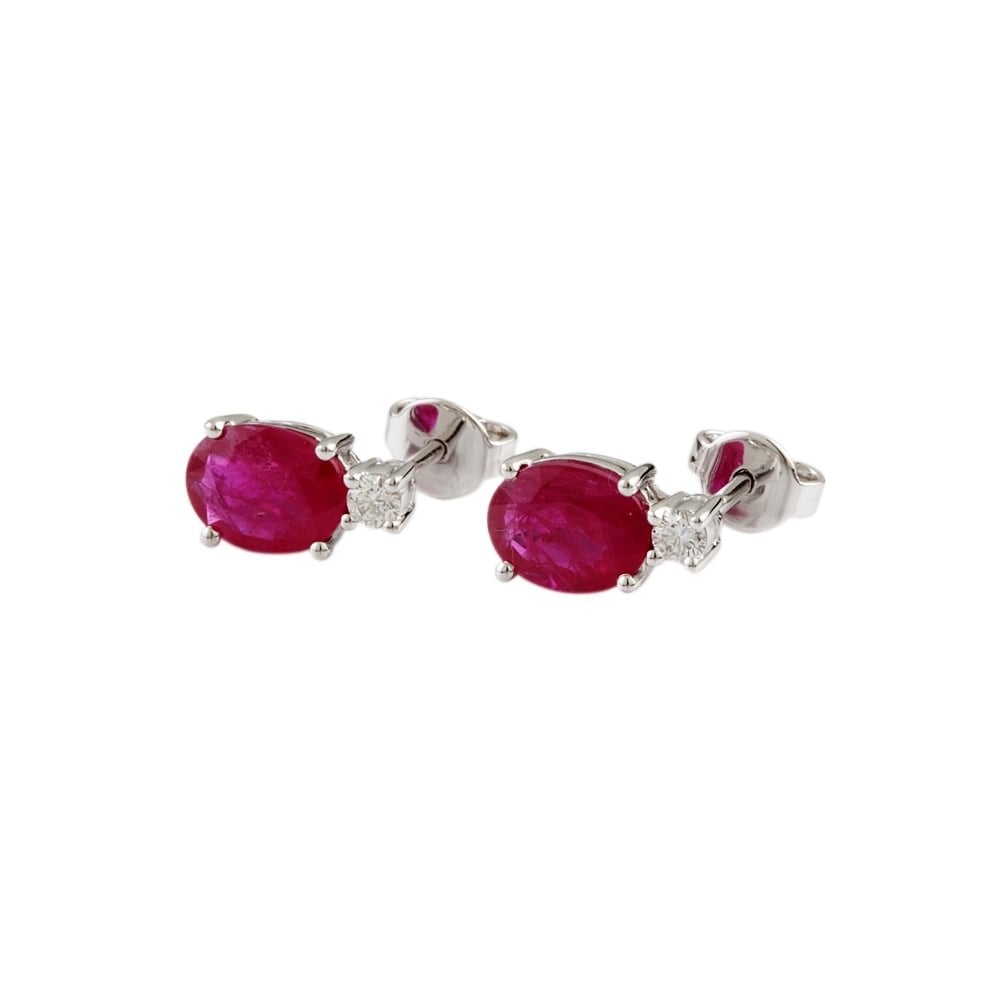 9ct white gold ruby and diamond earrings.
