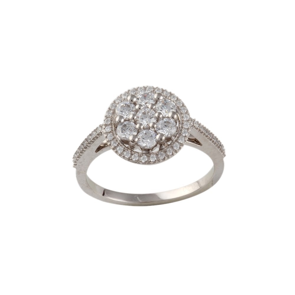 9ct White Gold Diamond Cluster Ring 0.77ct