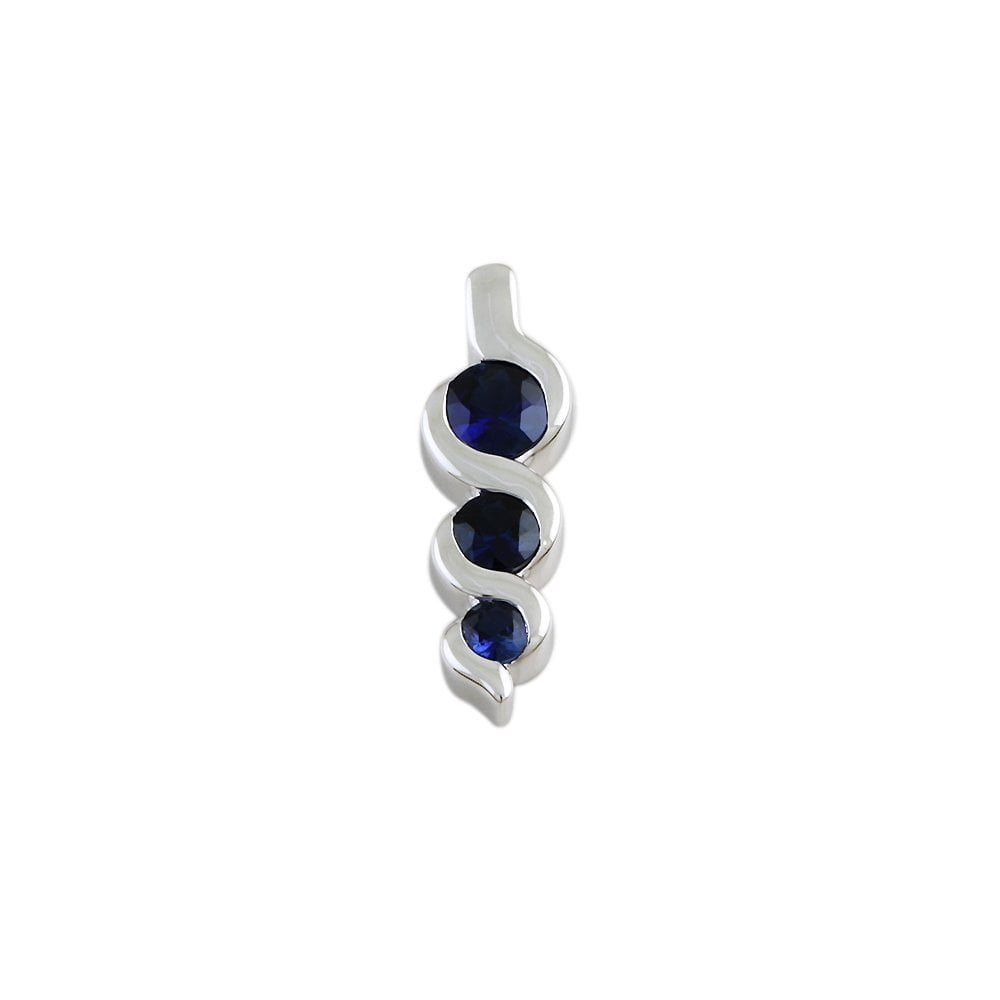 Platinum 0.85ct Three Stone Round Sapphire Pendant